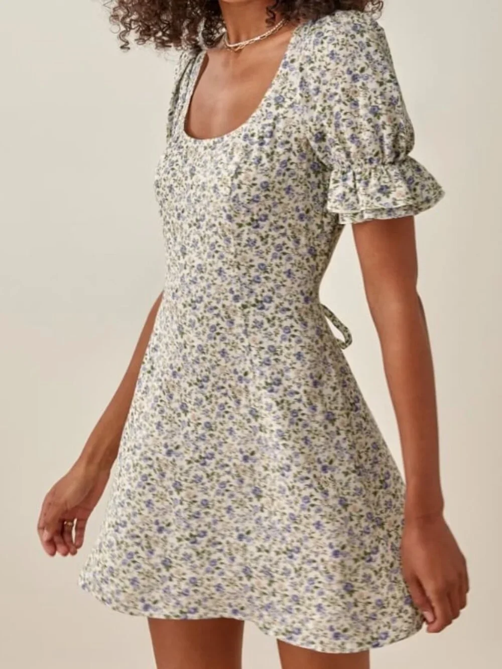 Reformation Charlton Blue White Floral Mini Dress US 10 - Picture 1 of 6